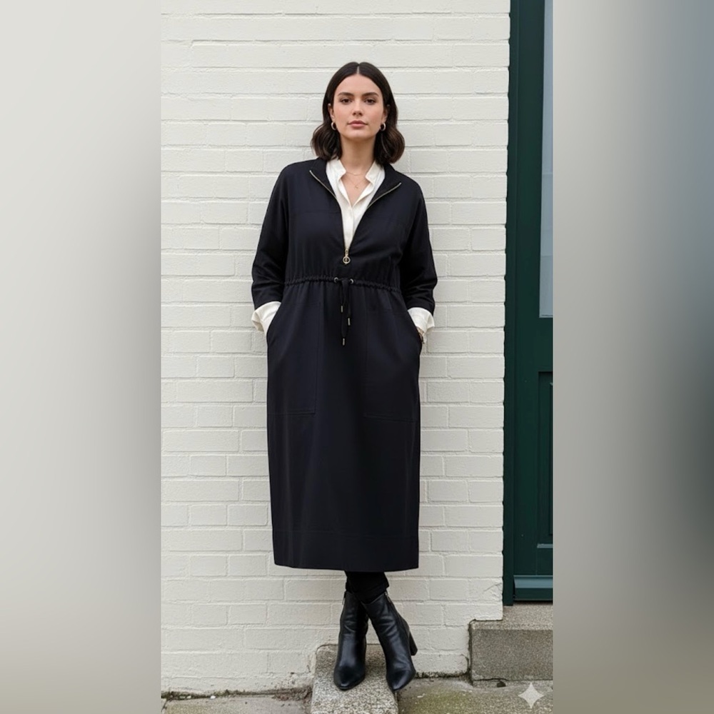 Me+Em Jersey Trim Drawstring Navy Maxi Dress Size 14